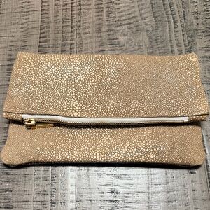 Textured Fold-Over Clutch in Taupe 10x10 Bag by Madly Yours